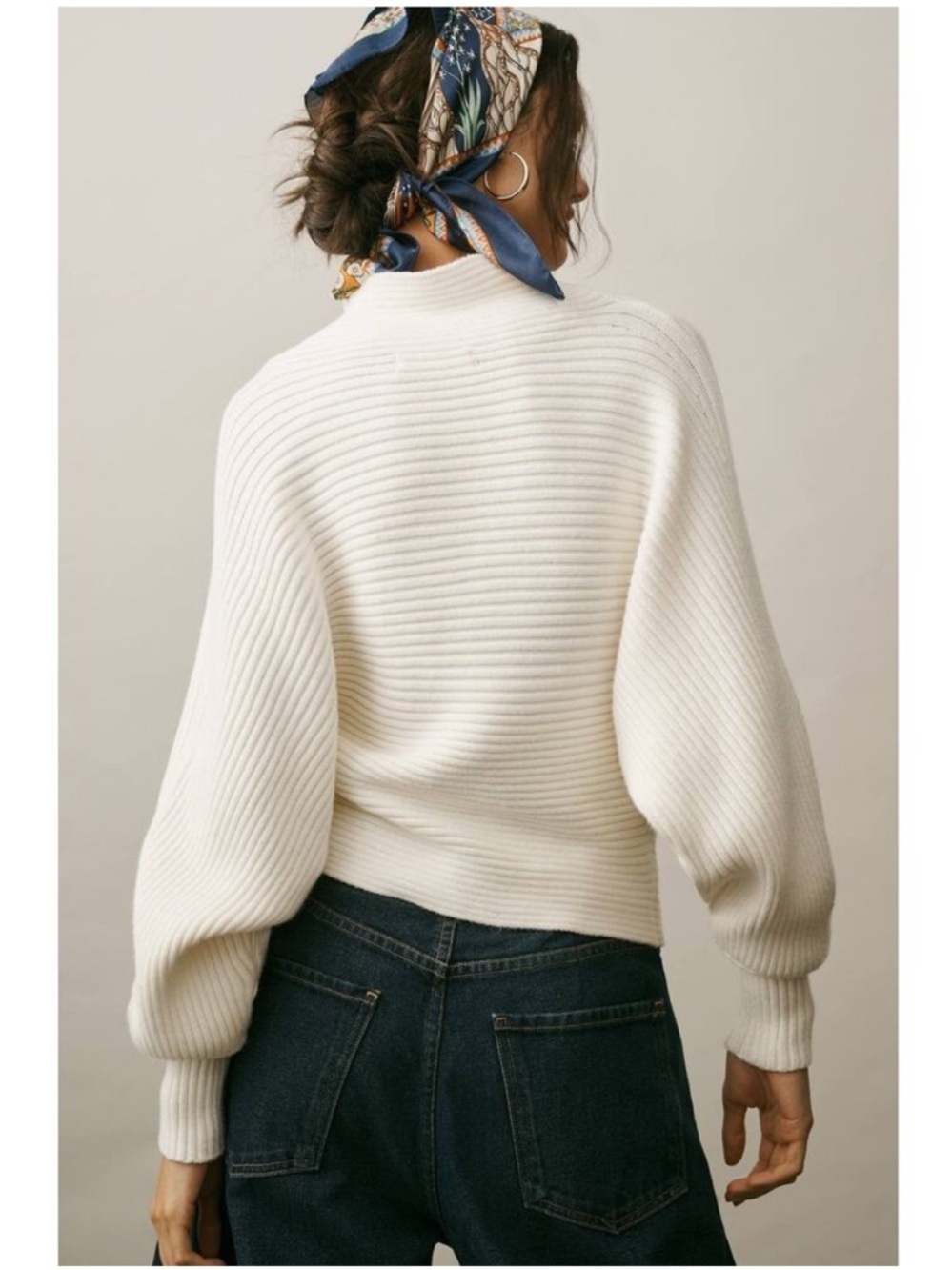 Anthropologie Kendall Mock-Neck Sweater Ivory White Ribbed Size Small - Picture 3 of 14